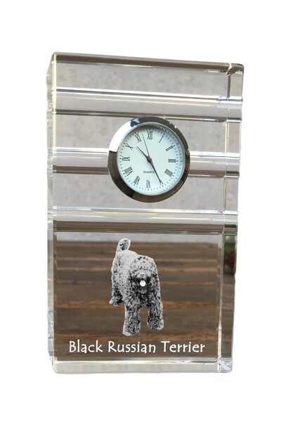 Art - Dog Ceas de cristal Art-Dog Black Russian Terrier, de masă, cu gravură ...
