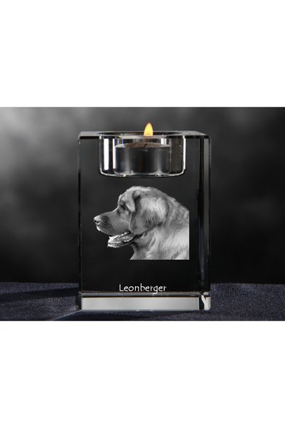Art - Dog Art-Dog Suport de lumânare din cristal Leonberger cu gravură de câi...