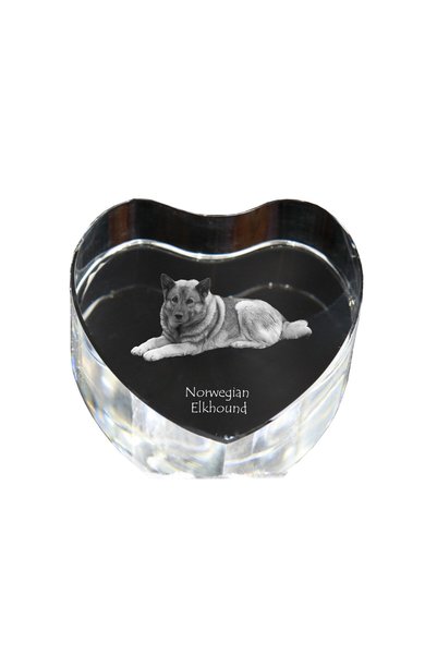 Art - Dog Prespapier Inimă de Cristal Art-Dog, Elkhound Norvegian cu Gravură ...