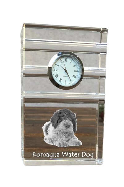 Art - Dog Ceas de cristal Art-Dog Lagotto Romagnolo, de masă, cu gravură cu c...
