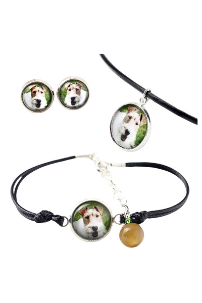 Art - Dog Set de colier, cercei și brățară Art-Dog Wire Fox Terrier cu fotogr...