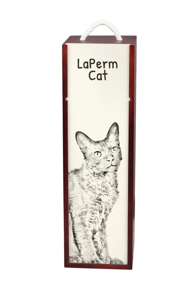 Art - Dog Art-Dog LaPerm Cutie de vin din lemn cu imprimeu de pisică - Capac ...