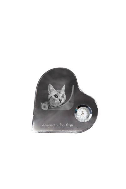 Art - Dog Art-Dog Ceas de cristal American Shorthair în formă de inimă cu gra...