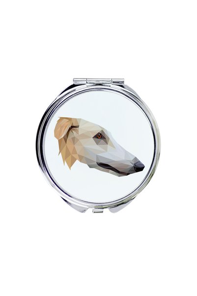 Art - Dog Art-Dog Oglindă de buzunar Borzoi cu design geometric cu câine - Di...