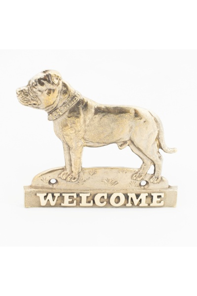 Art - Dog Art-Dog Staffordshire Bull Terrier Placă de ușă din alamă 'Bun venit'