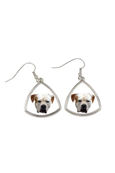 Art - Dog Cercei Art-Dog cu Bulldog American și portret geometric de câine - ...