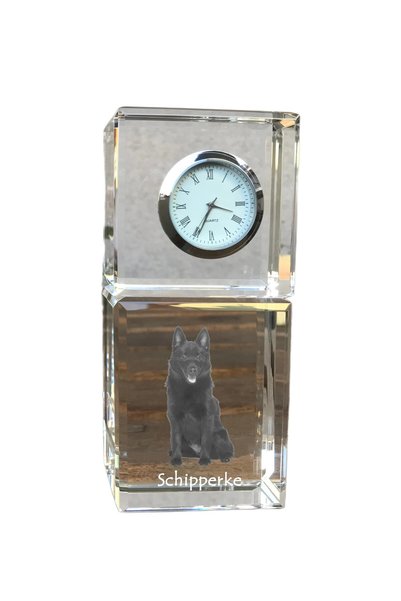 Art - Dog Ceas de cristal Art-Dog Schipperke, de masă, cu gravură cu câine