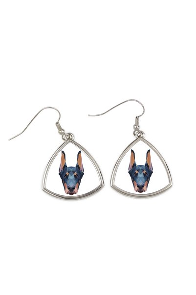 Art - Dog Cercei Art-Dog Doberman cu portret geometric de câine - Bijuterii e...