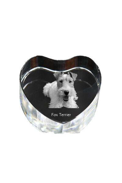 Art - Dog Prespapier Inimă de Cristal Art-Dog, Fox Terrier din Sârmă cu Gravu...