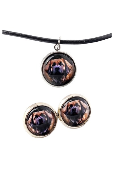 Art - Dog Set de colier și cercei Art-Dog Leonberger cu fotografie de câine