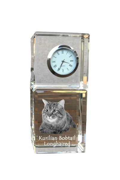 Art - Dog Art-Dog Ceas de cristal cu bobtail kurilian, de masă, cu gravură cu...
