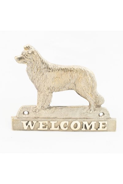 Art - Dog Placă de ușă din alamă Art-Dog Border Collie 'Bun venit'