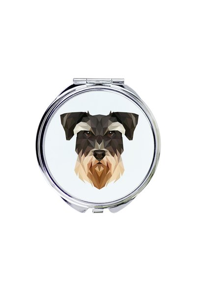 Art - Dog Art-Dog Oglindă de buzunar Schnauzer cu design geometric cu câine -...