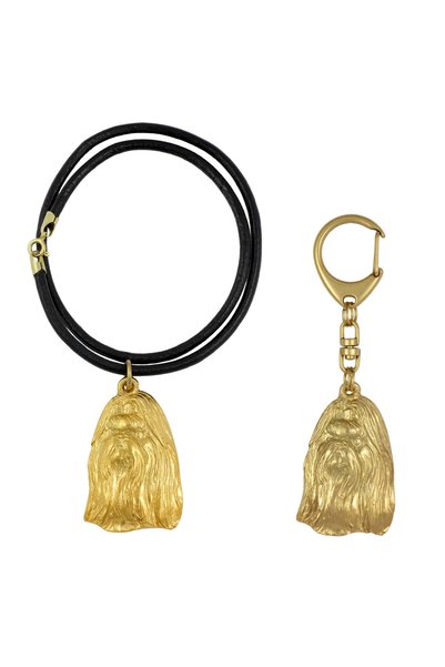Art - Dog Set breloc și colier Art-Dog Shih Tzu - Cap de câine placat cu aur ...