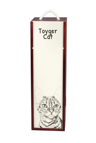Art - Dog Cutie de vin din lemn Art-Dog Toyger cu imprimeu de pisică - Capac ...