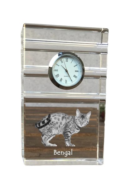 Art - Dog Ceas de cristal Art-Dog Bengal, de masă, cu gravură cu pisică
