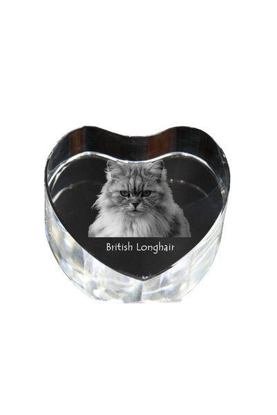Art - Dog Prespapier Inimă de Cristal Art-Dog cu Gravură Pisică British Longh...