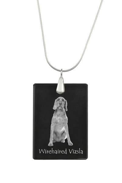 Art - Dog Colier cu pandantiv de cristal Art-Dog pe lanț placat cu argint, Vi...