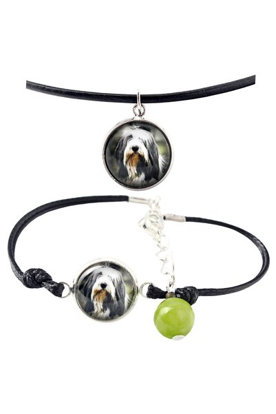 Art - Dog Set colier și brățară Art-Dog cu Bearded Collie și fotografie cu câine