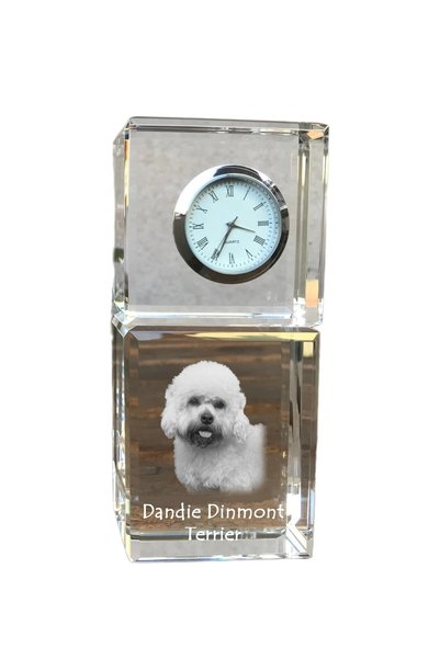 Art - Dog Ceas de cristal Art-Dog Dandie Dinmont Terrier, de masă, cu gravură...
