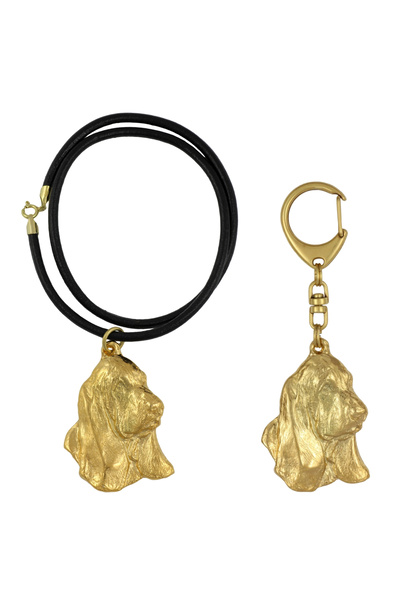Art - Dog Set breloc și colier Art-Dog Basset Hound - Cap de câine placat cu ...