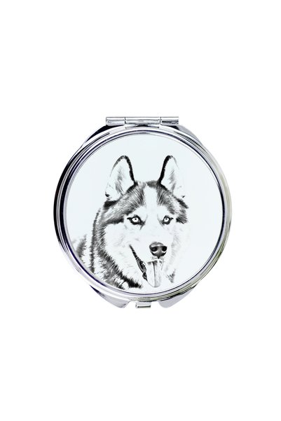 Art - Dog Art-Dog Oglindă de buzunar Husky Siberian cu imprimeu de câine - Og...