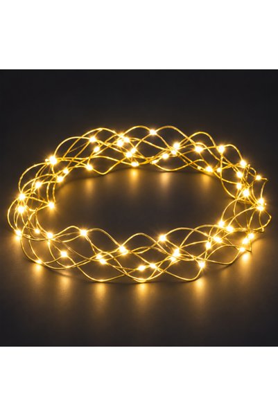 Living Art Coroană Decorativă cu 30 LED-uri Lumină Caldă – Model Auriu, cu Te...