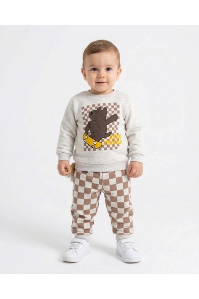 Ege Bebek Boys' Checkered Pants, Ages 1-2-3-4, Winter, 3-Ply, Brushed Inside,...