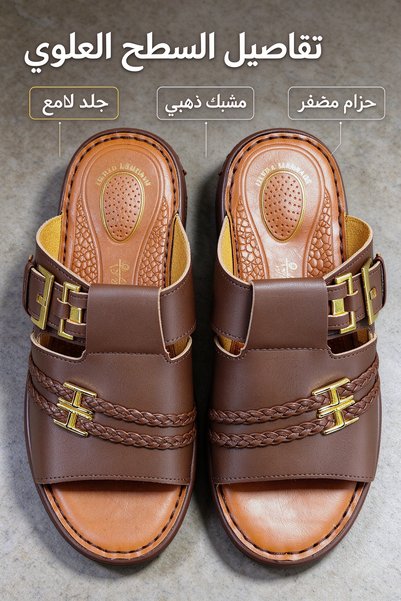Hayyin Mart صندل جلدي أصلي للجنسين، بنعل سميك ومضاد للانزلاق، مناسب للاستخدام...