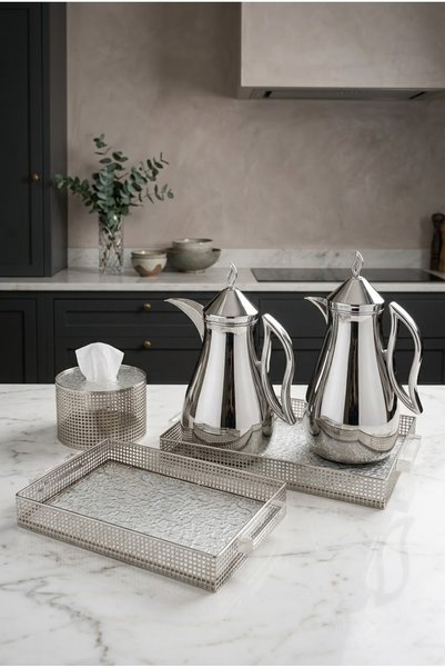 Generic Luxury Serving Set Includes 1+1 Liter Tea & Coffee Tramss Set+ Servin...