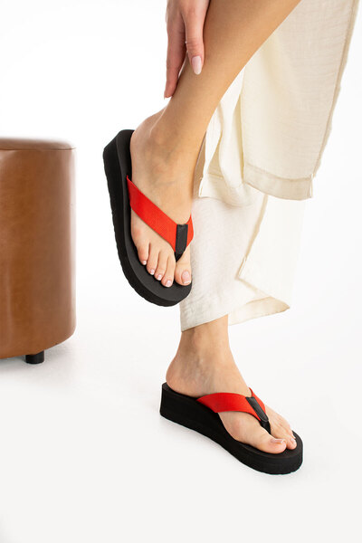 akix Women's Wedge Heel, 4.5 cm, Fabric-Lined, Toe-Separated, Comfortable Slippers That Don't Hurt Your Feet