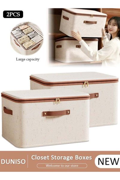 Generic DUNISO 2pcs Foldable Closet Storage Organizer with lid,Wardrobe Cloth...