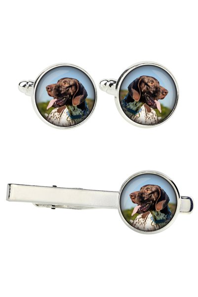 Art - Dog Art-Dog English Pointer - Set de butoni și agrafă de cravată cu fot...