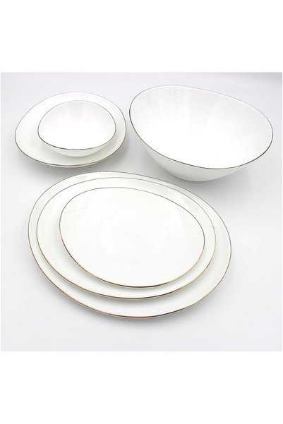 Houzi 20 Pcs Dinnerware Set Gold line Opal Glassware Microwave safe, Dishwash...