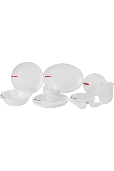 DELCASA DC3391 Opalware Dinner 33-Pieces Set, White