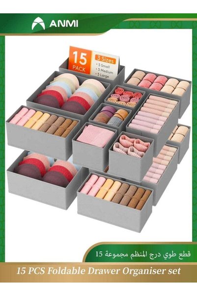 Generic Anmi 15 PCS Foldable Drawer Organiser set for Clothes, Socks, Bras, U...
