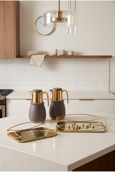 Generic Luxury Serving Set Tea and Coffee Tramset + Serving Tray Set with Ele...