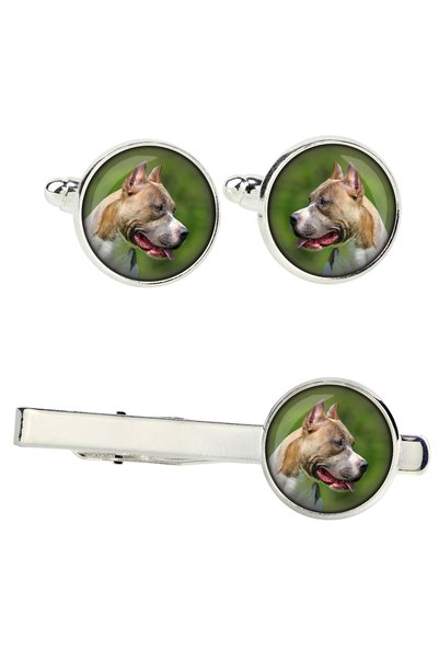 Art - Dog Art-Dog American Pit Bull Terrier - Set de butoni și agrafă de crav...