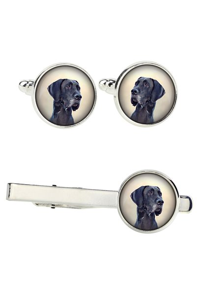 Art - Dog Art-Dog Dogul German - Set de butoni de manșetă și agrafă de cravat...