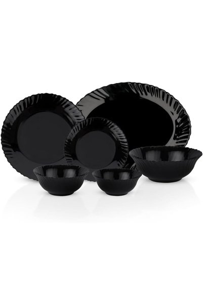 ROYALFORD 20Pcs Opal Ware Dinner Set-Black RF12802