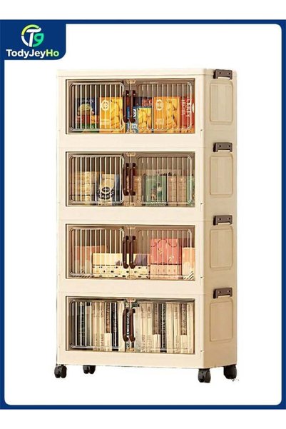 Generic TodyJeyHo 4-layer foldable storage box with lid and wheels