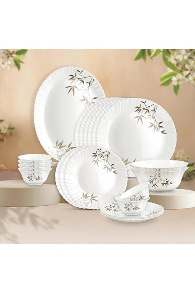 TREO by Milton Opalware Aurelia Arashi Dinner Set of 21 | Serving for 6