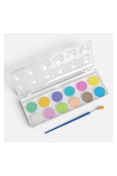 Little President Set 12 acuarele pastel + pensulă – culori ușor de combinat p...