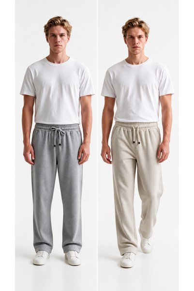 VESTRO Men's 2-Pack Baggy, Loose Fit Pants (Piqué)