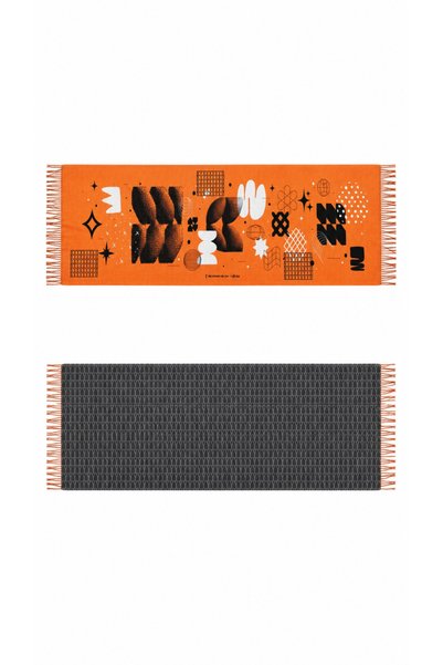 Other وشاح Orange Abstract Shawl — بطول مترين