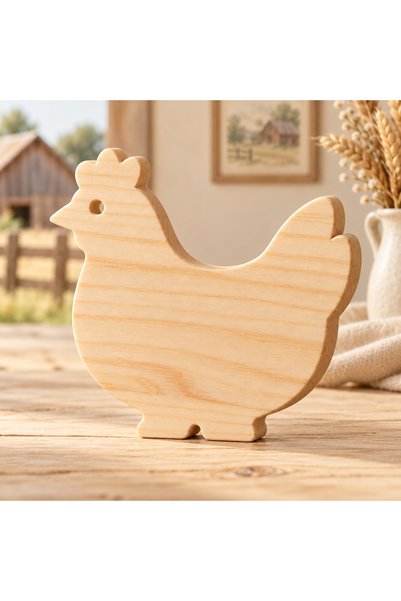 websunday Wooden Paintable Toy Chicken, Farm Animals, Handmade Natural, Gift-...