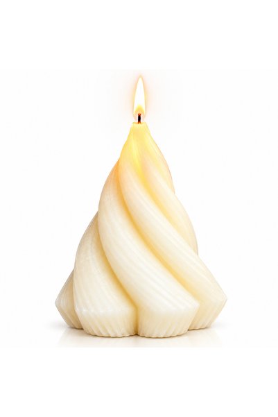 Generic Brand Decorative Spiral Twist Candle, Ivory White Sculptural Candle f...