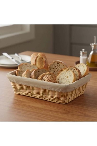 SyaMAG Coș dreptunghiular din răchită cu husă de bumbac, 35x24x10 cm, pentru ...