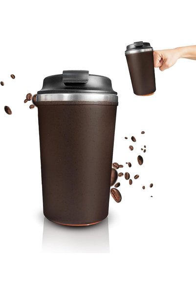 Generic Brand Stainless Steel Insulated Coffee Tumbler, Double Wall, Brown, 3...