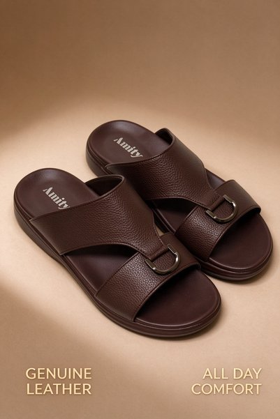 Hayyin Mart Fashion Men Slip On Sandals Pebbled Grain Upper Elegant Metal Orn...